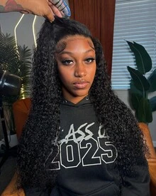 Afro Kinky Curly 13x4 Lace Front Wig HD Transparent Lace Frontal Wig Deep Part 13x4 Lace Front Wig Human Hair 250 Density Remy Brazilian Human Hair Pre Plucked With Baby Hair Natural Color - Natural Black - 查看 6