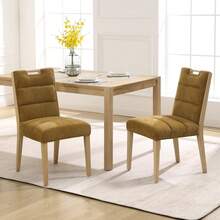 WAHSON OFFICE CHAIRS Linen Dining Chairs Set Of 2 Upholstered Kitchen Chairs With Wood Legs For Restaurant/Dining Room - Yellow - View 9