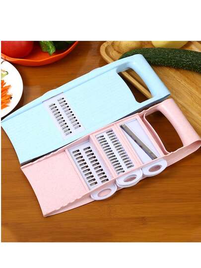 1Pc 4-In-1 Kitchen Vegetable Slicer - ABS+Stainless Steel Blades, Slice/Shred/Peel/Chop, Time-Saving+Easy Use+Easy Clean, Multi-Functional Veggie Processor - For Small Kitchen/Daily Cooking/Potato Chips/Veggie Salads/Mother's Day/Valentine's Day/Housewarming/New Year Gift