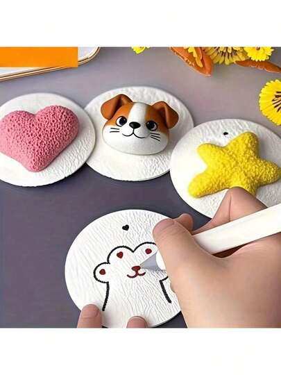 10片装3D圆形木浆高科技压缩纸，水发泡艺术手工纸，适合DIY活动，创意趣味十足，适用于学校、办公室、家庭互动和情感交流。适合返校季、学习用品、文具、返校礼物、办公用品和办公桌配件。