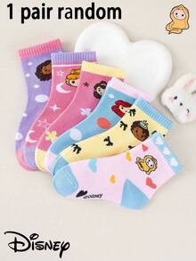 Disney 1/6 Đôi tất hình công chúa (Tiana/Rapunzel/Belle) hoạt hình dành cho bé gái, thoáng khí, thoải mái, dễ thương, thích hợp để mặc hàng ngày, ngày Valentine, ngày Quốc tế Phụ nữ. Tất trẻ em hình nhân vật hoạt hình, tất mỏng thân thiện với da dành cho bé gái. - Hồng - Xem 15