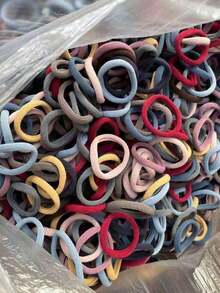 50pcs Black Elastic Headband, High Elasticity Seamless Ponytail Fixator, Rubber Band, Suitable For Thick Hair - Perfect For Women's Hairstyles And Accessories - Color - 查看 6