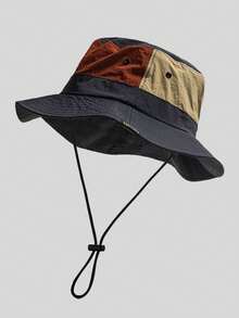1 Piece Of Color-Blocked Bucket Hat, Stylish And Versatile, Made Of Polyester Fiber, Suitable For Outdoor Activities Such As Hiking, Camping, And Travel. A Great Gift For Family, Friends, Or Boyfriend/Girlfriend; Also Suitable For Christmas, Mother's Day, Father's Day, Teacher's Day, And Personalized Birthdays. - Multicolor - View 11