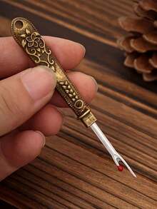 1pc Vintage Sewing Scissors - Ergonomic Handles, Floral Pattern With Red Accents, Available In Multiple Colors, Suitable For Sewing, Embroidery And Crafting - Multicolor - View 3
