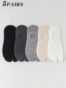 2/3/5 Pairs Vertical Striped Toe Separator Invisible Casual Boat Socks