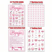 Pink Party Supplies Bow Birthday Party Bingo Game Cards,Hot Pink Birthday Party Games For 24 Players Bingo Cards Princess Doll Bingo Game For Valentine &Galentine Family Holiday Gatherings Party Supplies - Multicolor - View 4