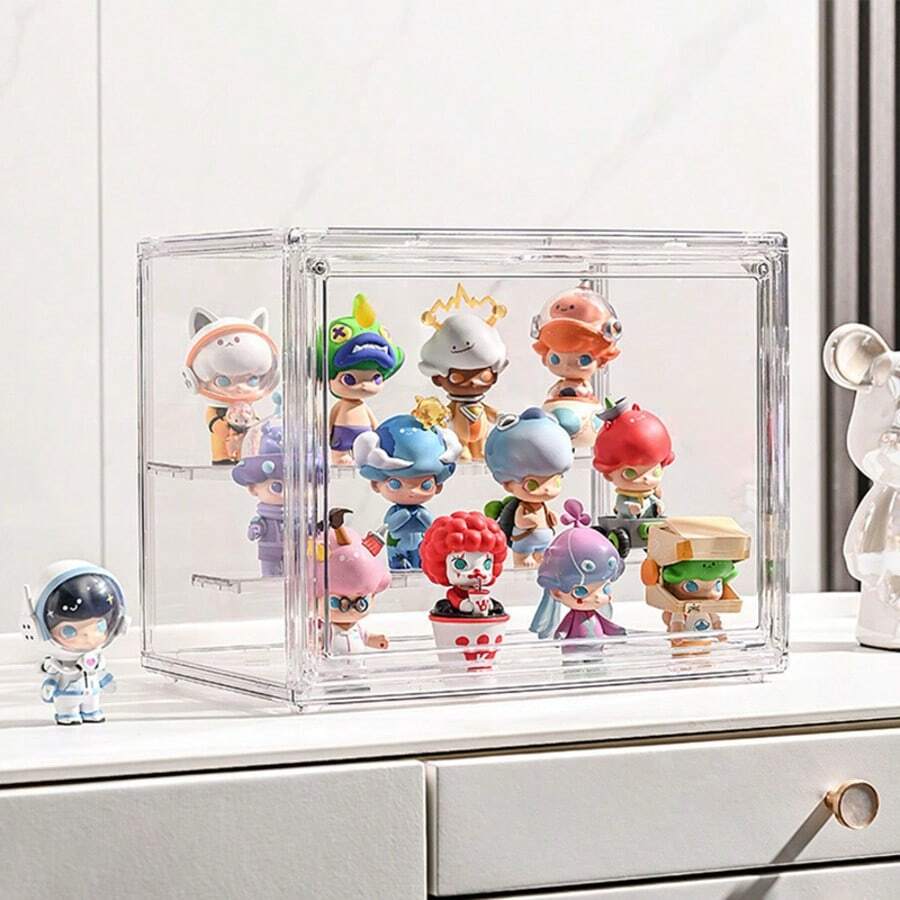 1pc Multipurpose Transparent Storage Box, Acrylic Doll & Figure Display Case With Lid, Blind Box Collector's Organizer, Stackable, Holiday Gift - Trong sáng - Xem 1