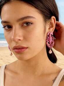 ZA 女士彩色龙虾耳环 - 水果吊坠长款耳环 | 情人节礼物 春假吸睛配饰