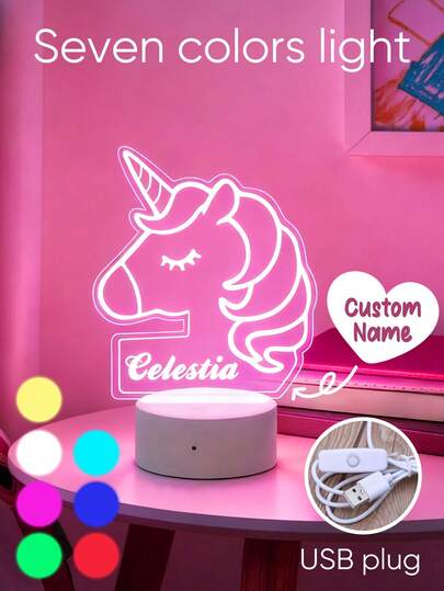 1pc Customized Name LED Night Light, Personalized Acrylic Night Light, Customized Gift For Kids/Daughter/Son, Personalized Photo Frame Home Decor, Personalized Bedroom Lighting, Personalized Baby/Children Gift, Cute Night Light, Bedroom Lamp, Newborn Gift, Baby Room Decor Light, Best Mother's Day Gift For Mom, Father's Day Gift, Birthday Gift, Best Gift For Her/Him, Gift For Mom/Dad