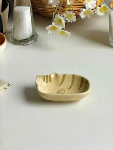 1pc Ceramic Glaze Dipping Sauce Dish, High-Quality Tableware For Hotpot, Soy Sauce, Vinegar, Stylish Japanese Cat Design - Multicolor - View 8