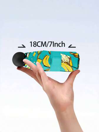 6 Bones Banana Mini Folding Umbrella Travel Ultra Light Compact Umbrella Realistic Style Uv Protection Pocket Bag Portable Holiday Essentials Walk Camping Beach Send Girlfriend Gifts