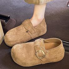 Zapatos de Moda de Suela Gruesa que Aumentan la Altura 2025 Otoño Invierno Nuevos Retro Versátiles Suela Suave de Dos Maneras de Uso Cobertura Completa Zapatos - Caqui - Ver 8