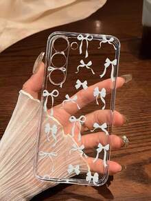 1pc White Bow Soft Phone Case Compatible With IPhone 17/17 Air/17 Pro/17 Pro Max, Honor, Redmi, Galaxy A04e/12/A13/A14/A34/A50/A52/A53/A54/S21/S22/S23/S24/S25/S25Ultra, 6A/7A/8A, 12T/13T - Clear - View 6