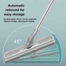 Hands-Free Flat Mop And Bucket Set With Long Handle, Wringer, 6 Reusable Microfiber Pads, 360° Flexible Swivel For Floor Cleaning And Wall Cleaning, Mop And Bucket Cleaning Set - 白色 - 查看 4