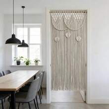 1pc Macrame Curtain, Boho Style Handmade Woven Tassel Valance Window Curtain For Room, Living Room, Entryway, Divider - Excluding Wooden Rod