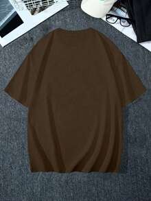 Y2K Anime Eye Print Oversized T-Shirt, Loose Fit, Premium Soft Fabric, Summer/Spring - 鏽棕色 - 查看 2