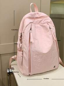 Esta es una mochila de unicolor que se puede usar en ambos hombros, en un solo hombro y se puede llevar en la mano. La mochila no es solo un artículo simple, sino que también transmite tu estilo de vida y actitud. Gran capacidad, ligera, impermeable, mochila con personaje de dibujos animados, adecuada para el estilo universitario, el regreso a la escuela y los viajes. - Multicolor - Ver 3