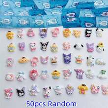 50pcs Sanrio Cartoon Tri-Angle Family Series, Including Hello Kitty, Kulomi, My Melody, Pompompurin And Cinnamoroll Cute Mini Character Charms, Suitable For Resin DIY, Glue Box, Jewelry Making Accessories