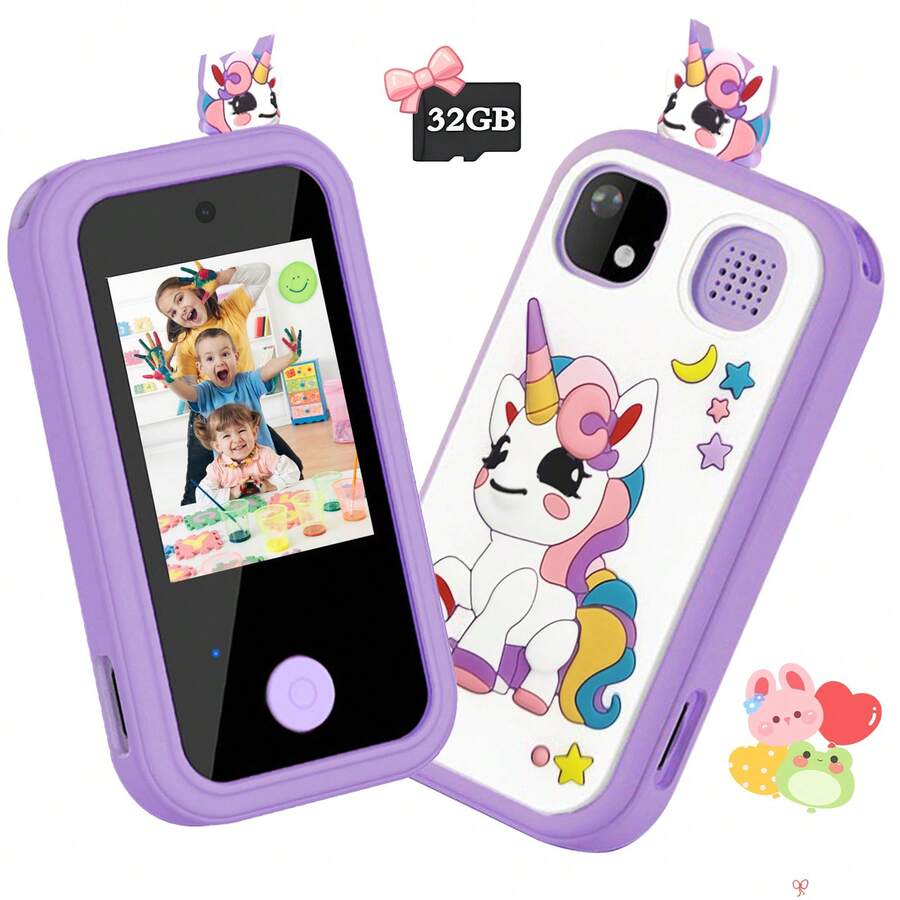 3-12 Years Old Girls' Elegant Smart Phone Toy, Smooth Touch Screen, Dual Cameras, Entertaining Music Player And Learning Toy, Supports 32GB Memory Card, Ideal Christmas And Birthday Gift - Multicolor - View 1