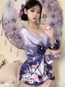 一套日式樱花女仆性感清纯和服连衣裙套装，适合节日、派对、表演、拍照等场合，仅包含连衣裙。 - 彩色 - 查看 11