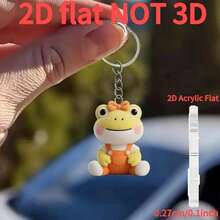 A cute frog keychain -2D acrylic cartoon frog, wearing workwear, perfect for car keys, backpacks, Thanksgiving gifts - Multicolor - Ver 8