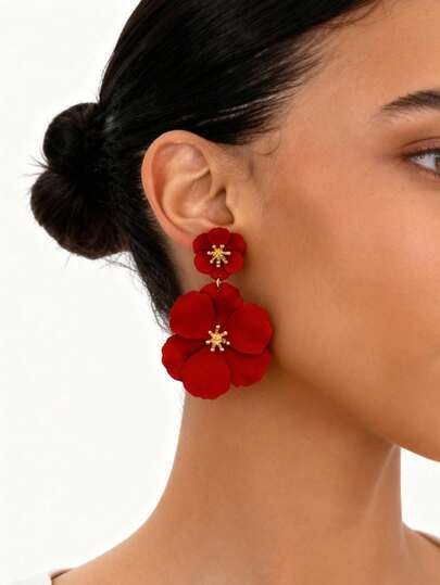 1 par vintage örhängen i palatsstil med blommiga sommarblommor till stranden, elegant och unik design för kvinnor, lämpliga för dejter och alla hjärtans dag