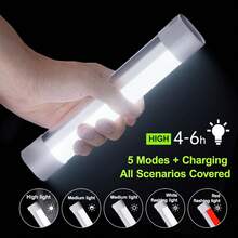 1pc Aluminum Alloy Flashlight, Dim Light >8h+, Bright Light >4h, 2000mAh (Lanyard + Magnetic Patch + Charging Cable)