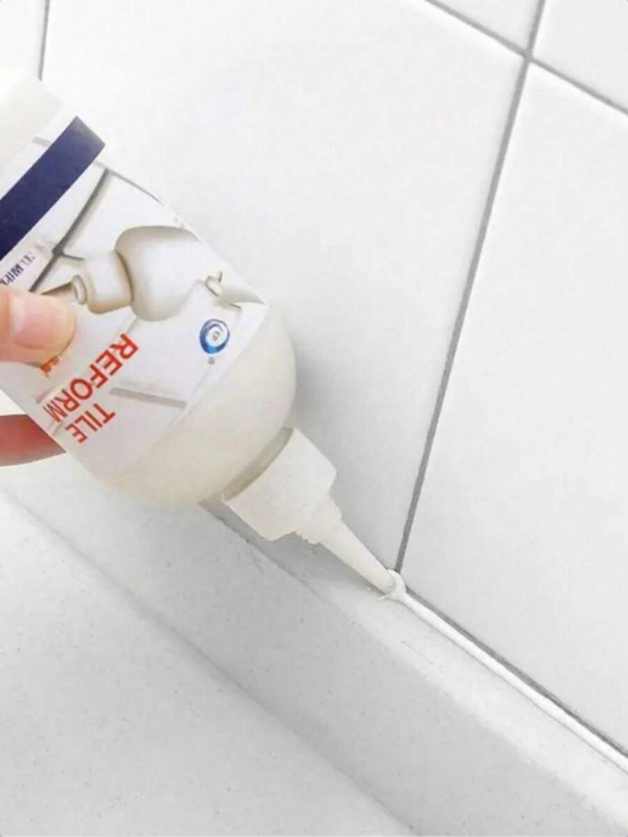 1支装防水瓷砖填缝密封胶，白色填缝剂，适用于厨房和浴室，防霉瓷砖裂缝修补，墙面和浴室污渍去除剂 - 白色 - 查看 1