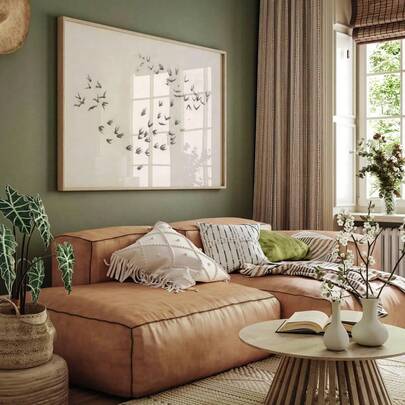 1pc Bird Flock Wall Art, Flock Of Birds Print, Birds Sketch Drawing, Flying Birds Poster, Bird Silhouette Art, Minimalist Neutral Nature Print, Home Decor Living Room, Wall Decor, No Frame