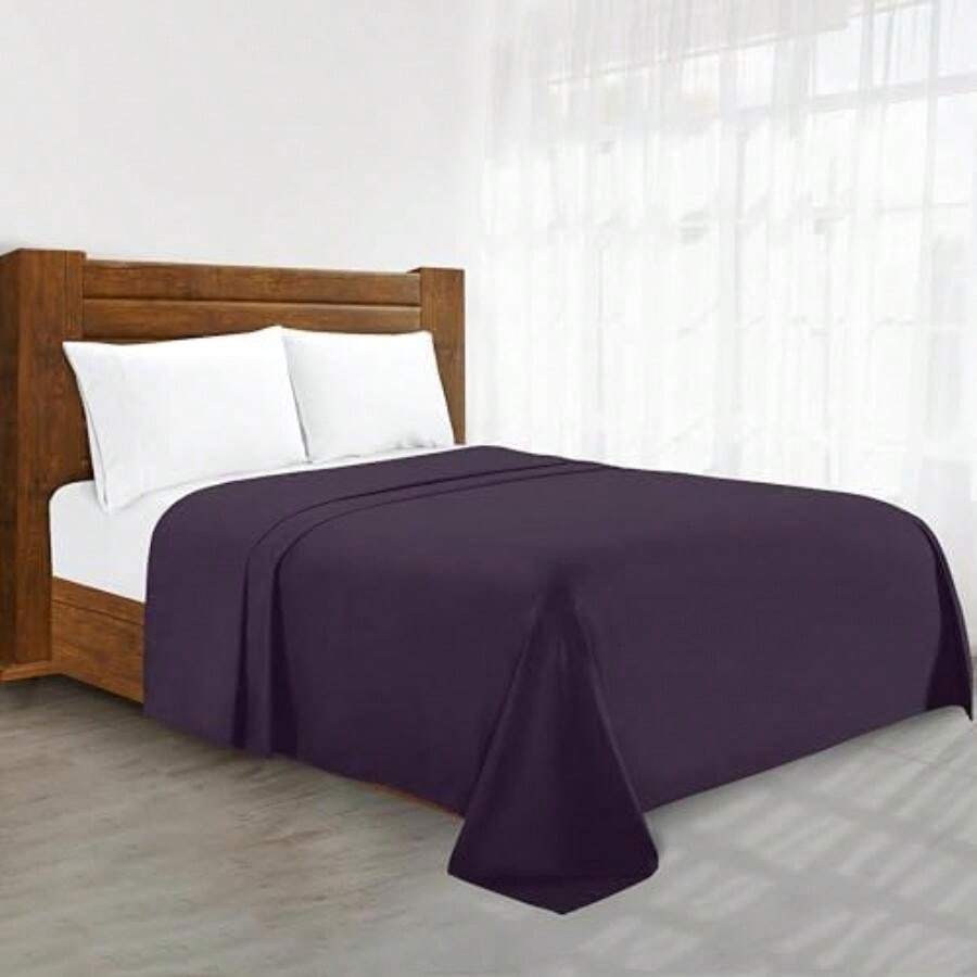 Elegant Comfort - Sábana Plana de Lujo de 1500 Hilos, Calidad egipcia, Libre de Arrugas, 1 Pieza, Azul Marino, , 1(King Púrpura) - Multicolor - Ver 1