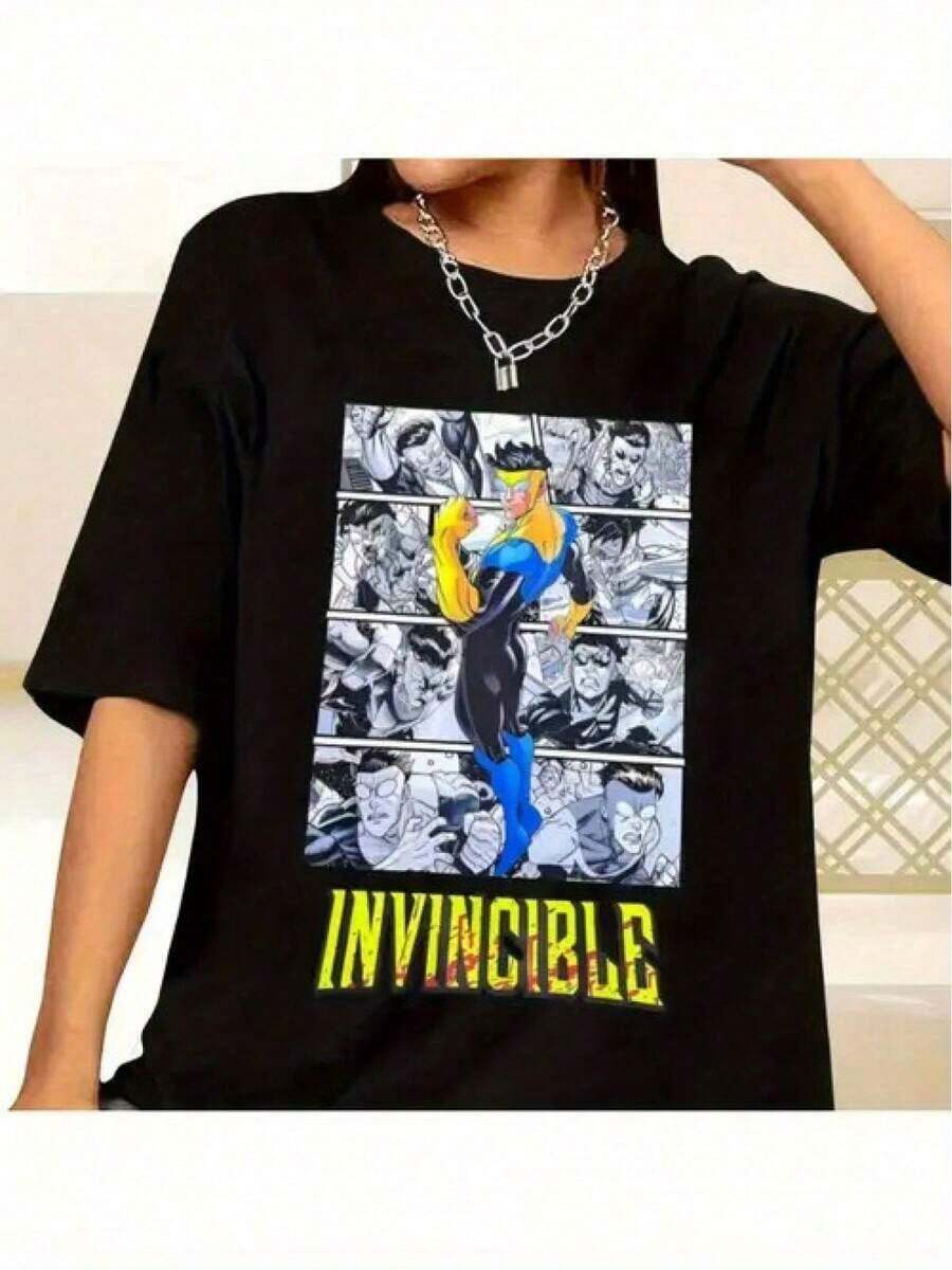 Invincible Markwomen-Shirt Invincible Sweatshirt Comic Fan Invincible Fan-Shirt Harajuku Women'S Clothing - 黑色 - 查看 1