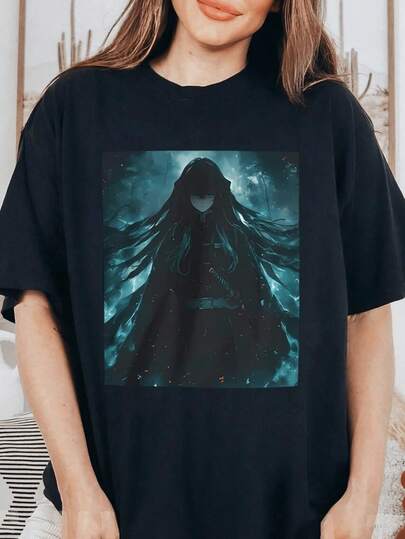 Demon S-Slayer Mist Hashira Muichiro Tokito T-shirt, Anime Tee, Japanese Manga Shirt, Kimetsu No Yaiba Top, Serietidningskläder