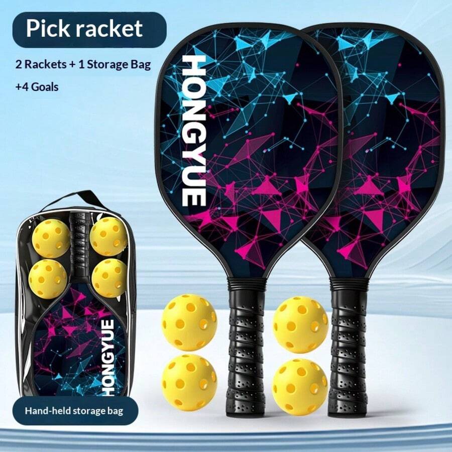 2pcs Pekee Tennis Racket Set With 4 Balls, Thick Racket Face With Pekee Racket Bag. Pekee Tennis Racket Set Suitable For Men And Women. - Multicolor - View 1