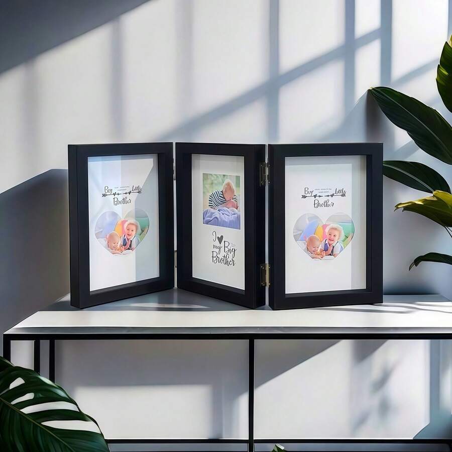 A Set Of Three Folding Black And White Multi-Picture Frames, 4x6 Inches In Size, Suitable For Desktop Display. Can Be Used As A Gift For Mother's Day, For Mothers, Friends, Weddings, Family Members, Or As A Decorative Frame For Pet Photos In The Home - Multicolor - View 1