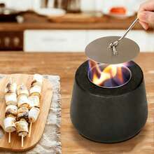 1pc Portable Tabletop Fireplace, Compact Round Design, Suitable For Outdoor Picnic, BBQ, Camping, Home Decor Fireplace, Smokeless Heating Fire Pit, Structure - Black - View 3