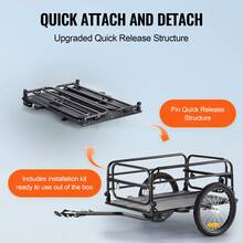 Bike Cargo Trailer, 160 Lbs Load Capacity, Heavy-Duty Bicycle Wagon Cart, Foldable Compact Storage & Quick Release With Universal Hitch, 16" Wheels, Reflectors, Fits 22"-28" Bike Wheels - Black - View 5