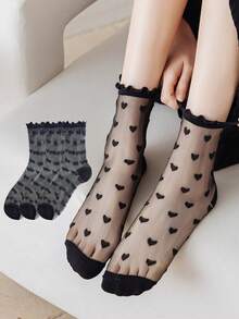 3 Pairs Women's Mid-Calf Socks, Versatile Spring/Summer Thin Mesh Stockings, Ultra-Thin Reinforced Toe Seamless Long Invisible Socks, Breathable - Black - View 5