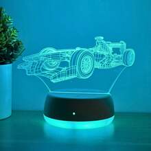 1pc 3D Racing Car Shaped Night Light, USB Powered, Touch Sensitive 7-Color Gradient, Creative Desk/Bedroom Atmosphere Lamp, Room Decor Light, Unique Night Light - Multicolor - View 9