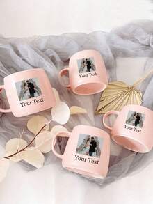 Customized Ceramic Mug With Personalized Photos And Text, Coffee Cup, Tea And Milk Mug For Wedding Gift, Typography Design - Multicolor - View 3