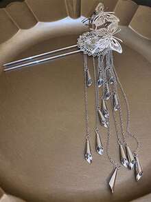 1个复古蝴蝶风铃流苏发簪，适合外出佩戴，可作头饰、女士发饰、发髻延长发饰、发型发夹、发卡。 - 查看 4