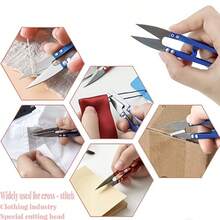 1/5pcs Stainless Steel U-Shaped Small Scissors, Yarn Scissors, Suitable For Cross Stitch Thread Cutting, Thread Ends And Fishing Line Cutting, Embroidery Dedicated Stainless Steel Scissors - Multicolor - View 4