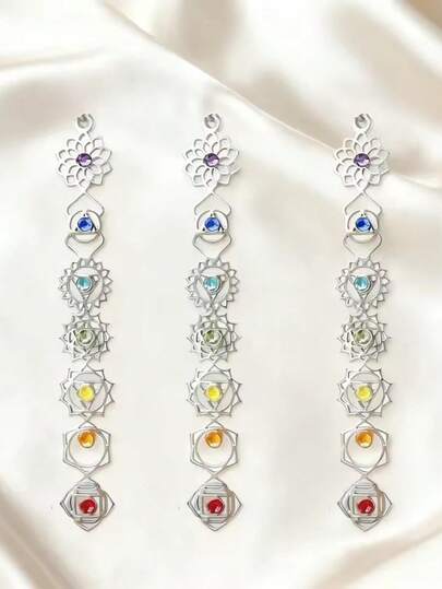 AMAXER 1个不锈钢连续几何图案彩色水钻吊坠，适合DIY珠宝制作，例如手链、项链、钥匙扣等。