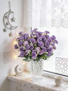 1支人造绣球花、丝绸康乃馨花束、人造菊花球，适合春季装饰、婚礼花瓶、家居餐厅卧室装饰、节日生日派对用品、户外花园装饰、情人节礼物 - 紫色 - 查看 7