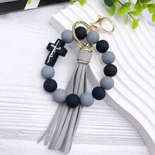 EBUDAE 1pc Silicone Cross Beaded Bracelet Keychain, Creative Wristband Keyring Accessory For Women, Girlfriend Gift, Sister Gift, Mother's Day Gift, Suitable For Daily Wear - Multicolor - View 9