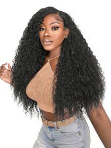 22" V/U-Part Wigs, Curly Wavy Wigs, Upgraded U-Part Wigs For Women, Synthetic Wigs, Clip-In Half Head Wigs, Voluminous Curly Wigs, V-Part Wigs - Multicolor - View 11