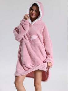 Adult Thickened Wool Hooded Blanket Sweatshirt - Autumn/Winter Thick Style, Large Pocket, Loose & Comfortable, Warm For Winter, Flannel Warm Design, Essential Warm Item For Autumn/Winter, Warm Winter Home Decor, Soft Touch - Multicolor - View 8