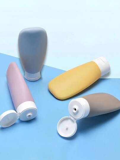 4pcs Leak-Proof Squeeze Bottles, Refillable Cosmetic Containers, Travel Portable Squeeze Bags, Lotion Makeup Packaging Bags, Suitable For Shampoo, Liquid Lotion And Cosmetics Refilling, Travel Storage Bottles, Travel Liquid Containers, Portable Tools, Travel Essentials, Room Decor, Bathroom Accessories