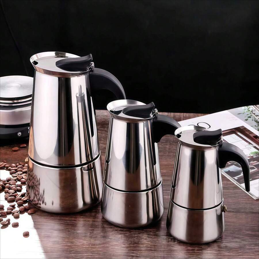 1 pieza 450/900ML Cafetera Moka de acero inoxidable, cafetera italiana, máquina de espresso para estufa, apta para estufa de gas o eléctrica cerámica, camping, filtro de café cubano manual para capuchino o latte - Cafetera moka - Ver 1