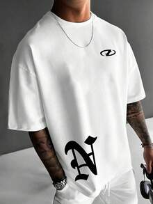 WHITE SHARK Men's Casual Fashion Street Loose Fit Printed Drop Shoulder Short Sleeve T-Shirt, Cool Touch, Summer - White - View 2