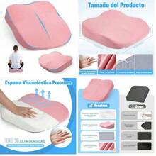 Cojn Elevador de Asiento de Coche para Adultos con Base Antideslizante, Cojn para Asiento Automovil Alivio para Dolor de Ciatica, Espalda y Coxis, Adecuado para Coche y Oficina (Rosa) - Rosa - Ver 11